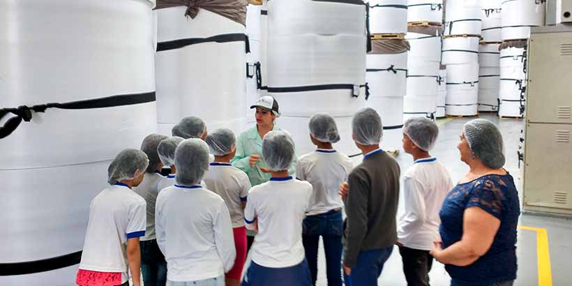 Visita dos estudantes à planta industrial da Meiwa